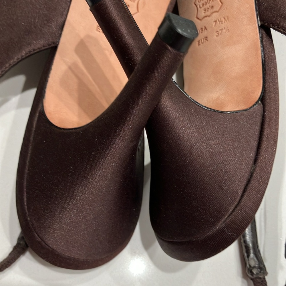 Nina Beautiful Brown W/Bronze Rhinestones At Open Toe Heels - Picture 5 of 9